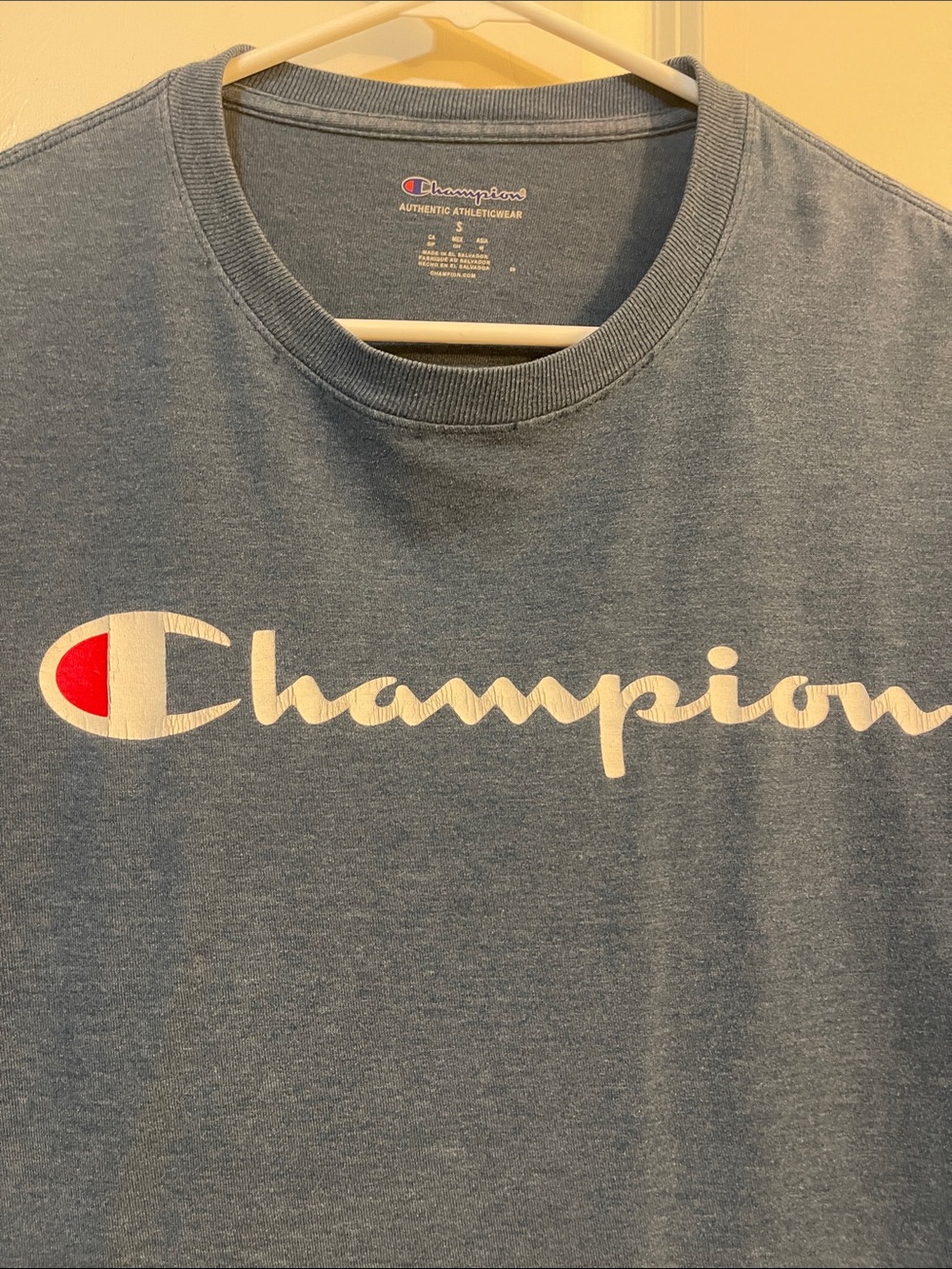 Champion Men’s Blue Logo Crewneck T-Shirt